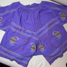 VTG Guatemalan Huipil Hand Woven Embroidered Folk Art Blouse And Shorts Set