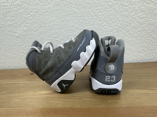 Nike Air Jordan 9 Retro Mid Shoes Baby Toddler Gray 3C Sneakers Putter Cover