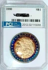 1880-P Better Date Gem BU + Morgan Dollar Bold Target Toned Rainbow