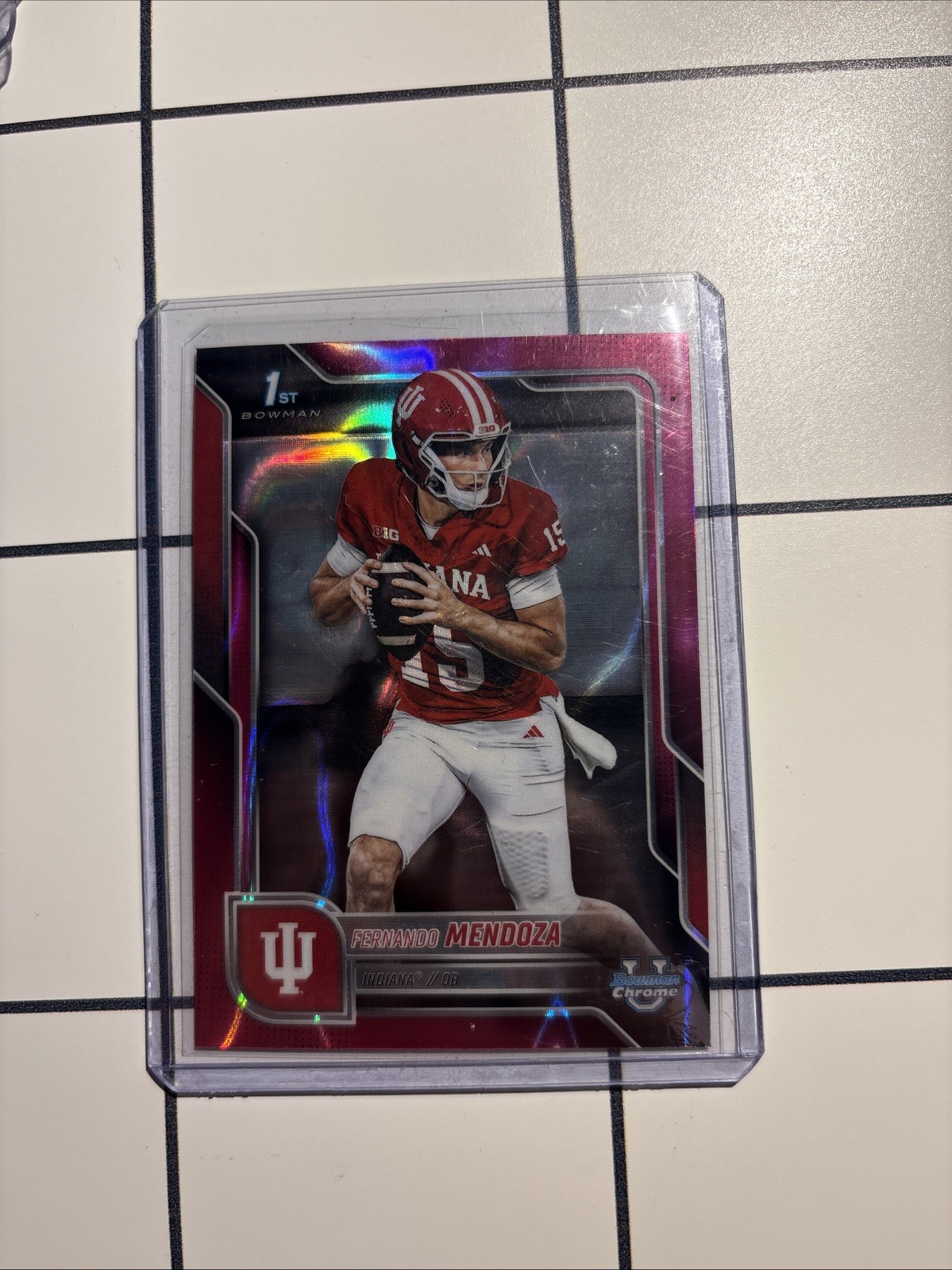 2025 Bowman University Chrome - Fernando Mendoza #109 Pink Lava Refractor (RC)