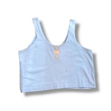 Vintage Blue  Pink Button Cropped Tank