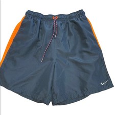 Nike Boys Medium Swim Trunks Navy with Orange and Gray trim