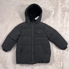 Old Navy Puffer Jacket Toddler Size 4T Black Quilted Zip Hoodie Outdoors NEW