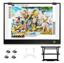 WELZK Diamond Painting Light Board A3, with Large Metal Stand, L:18.5  Black