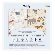 Jungle Animal Fitted Crib Sheets for Boys Girls, 2 Pack, Ultra Soft, Neutral