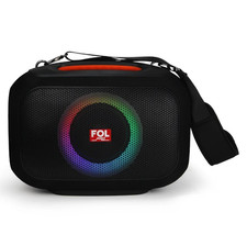 FOL Pro Portable Bluetooth Speaker, USB, 3.5mm AUX, Black/Orange