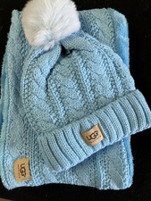 UGG LIGHT BLUE INFINITY HAT AND SCARF SET  FLEECE LINED