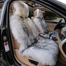 A Pair Genuine Sheepskin Car Seat Covers Luxury Fur Long Wool White Grey A Pair Genuine Sheepskin Car Seat Covers Luxury Fur Long Wool White Grey