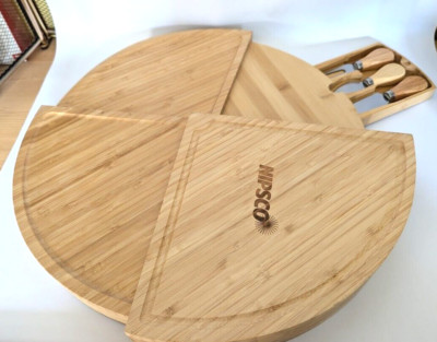 Nipsco Bamboo Company Give Away Multy Level Cheese and Fruit Tray HideAway Knife