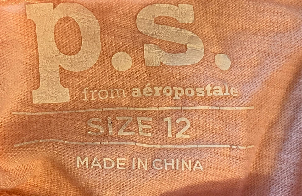 Top PS From Aeropostale Niñas, Talla 12 Melocotón con Ribete de Encaje Usado en Excelente Condición Foto 3 de 3