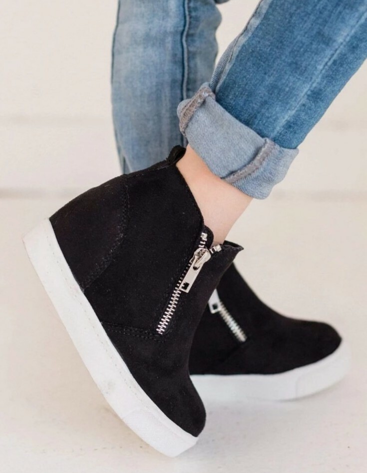 steve madden wedgie black suede