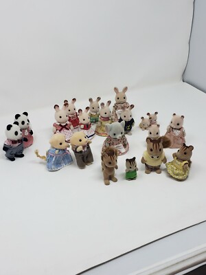 Calico Critter Families 20 dolls total Panda Dog Cat Rabbits Squirrel Family