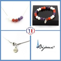 Steine Und MinéRaux. Satz Armband Halskette Perlen Amethyst+Achat