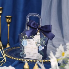 1-200X Handbag Design Candy Gift Wedding Party Favour Boxes Ribbons & Pearl Deco