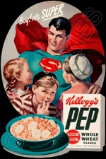 1947 Kellogg's Pep Cereal Store Counter Advertising Standup Sign