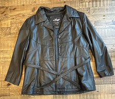 Maxima By Wilson Leather Womens Xl Black Leather Jacket Button Up