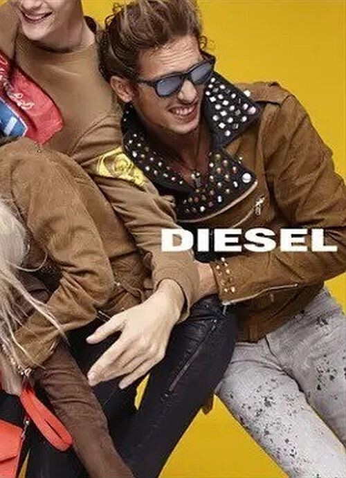 Designer Rare DIESEL Men's Studded Logo Motorcycle Biker Moto