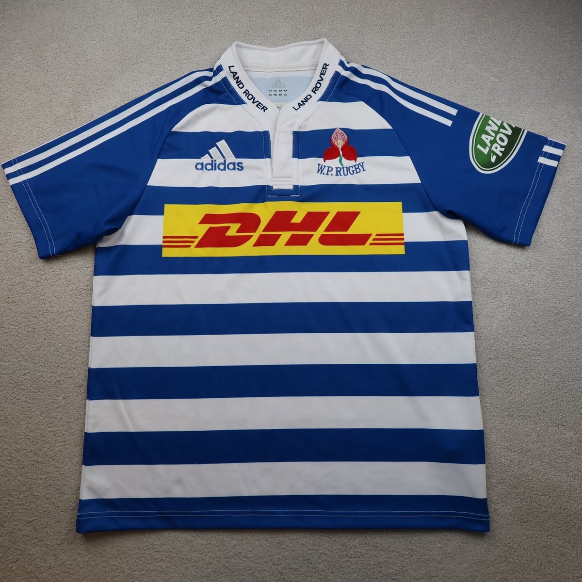 Western Province Rugby Shirt Large Blue White Home Kit 2015 Adidas