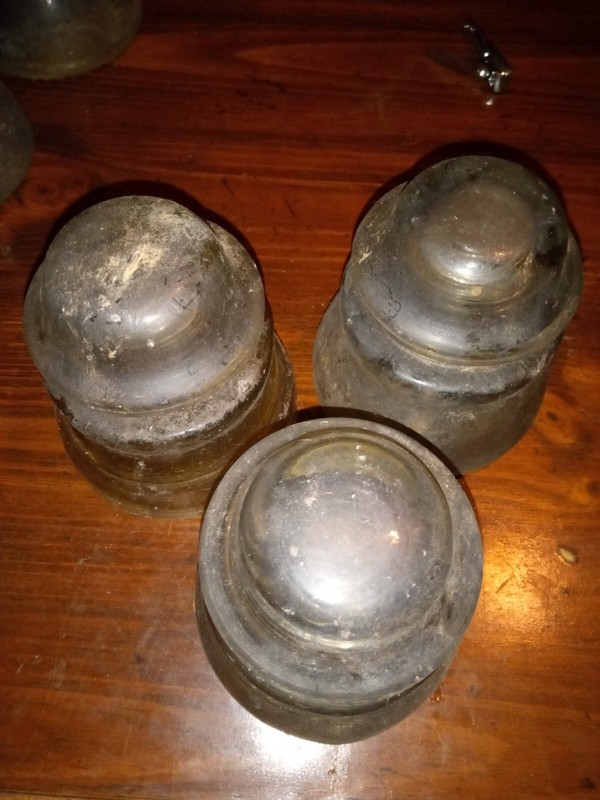 3 Vintage Hemingway no.45 Clear Glass Telephone Pole Insulators  Made in USA