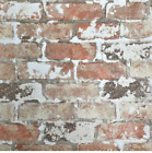 Brickwork off white red gray Exposed faux distressed brick Wallpaper 3D Ir70201