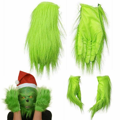 Adult Christmas Green Grinch Plush Gloves Xmas Cosplay Costume Hand ...