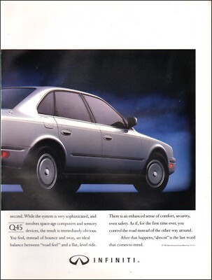 1984 Vintage ad Infinity Q 45 retro car Auto Vehicle Silver 2-pgs