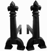 16" Height French Style Cast Iron Firedogs