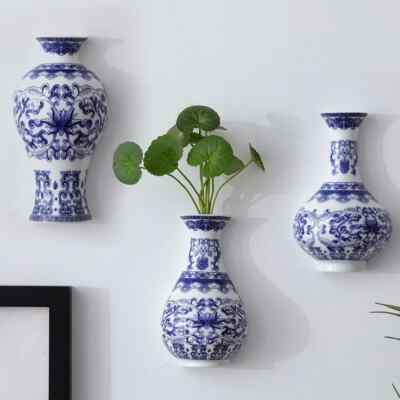 New Ceramic vase antique blue and white porcelain flower container lucky bamboo