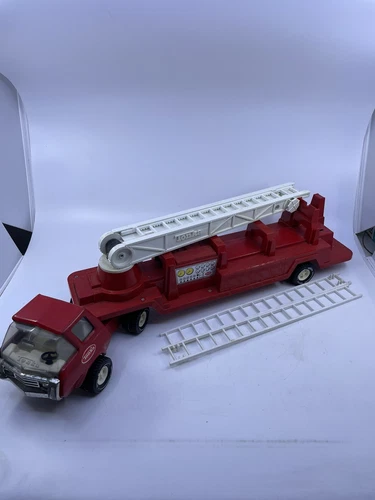 Vintage 1970s Tonka 22” Pressed Steel Red Ladder Fire Truck – Original Decals
