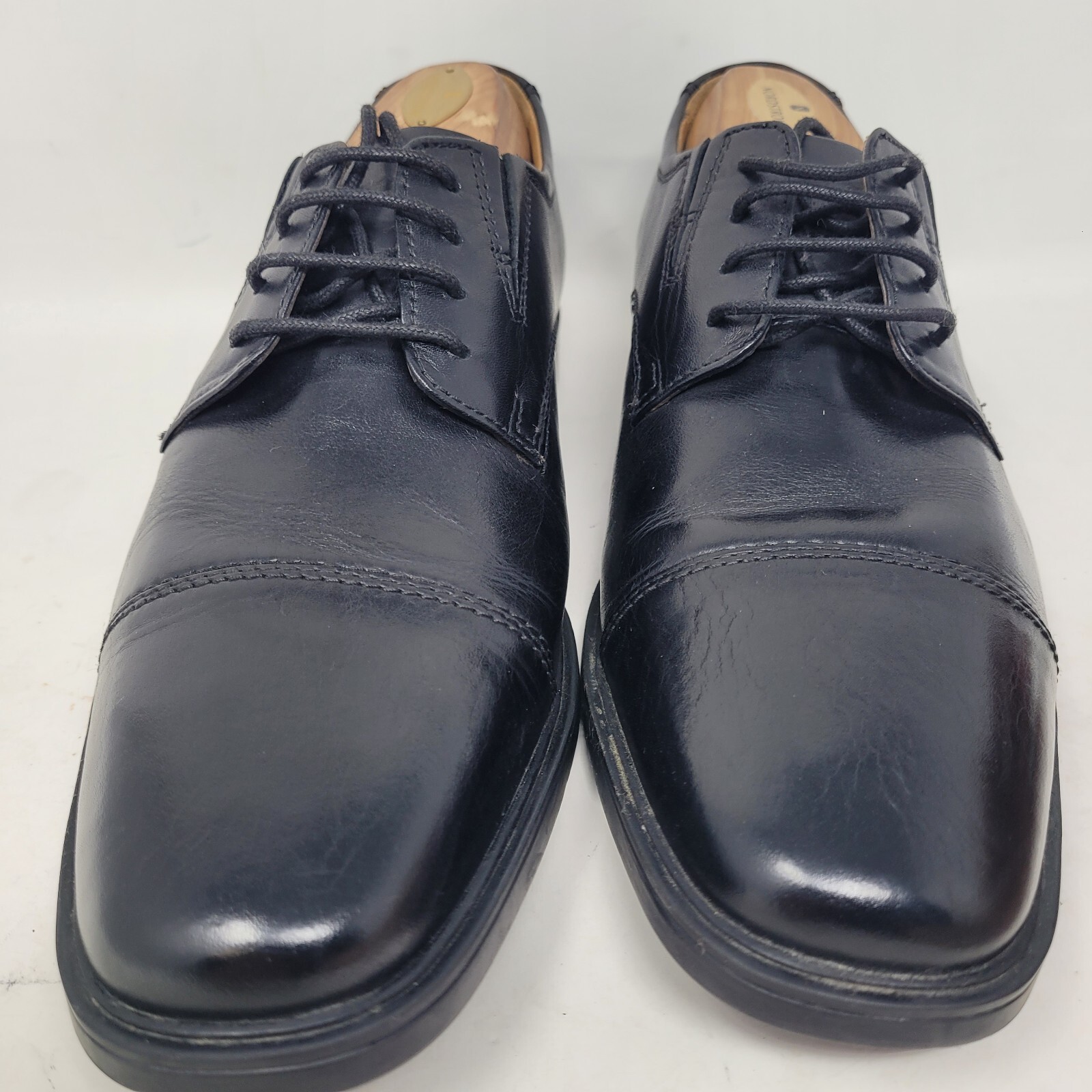 SAOLA Scarpe eleganti Oxford Clarks Tilden punta cappuccio uomo taglia 8 pelle nera comode 99%