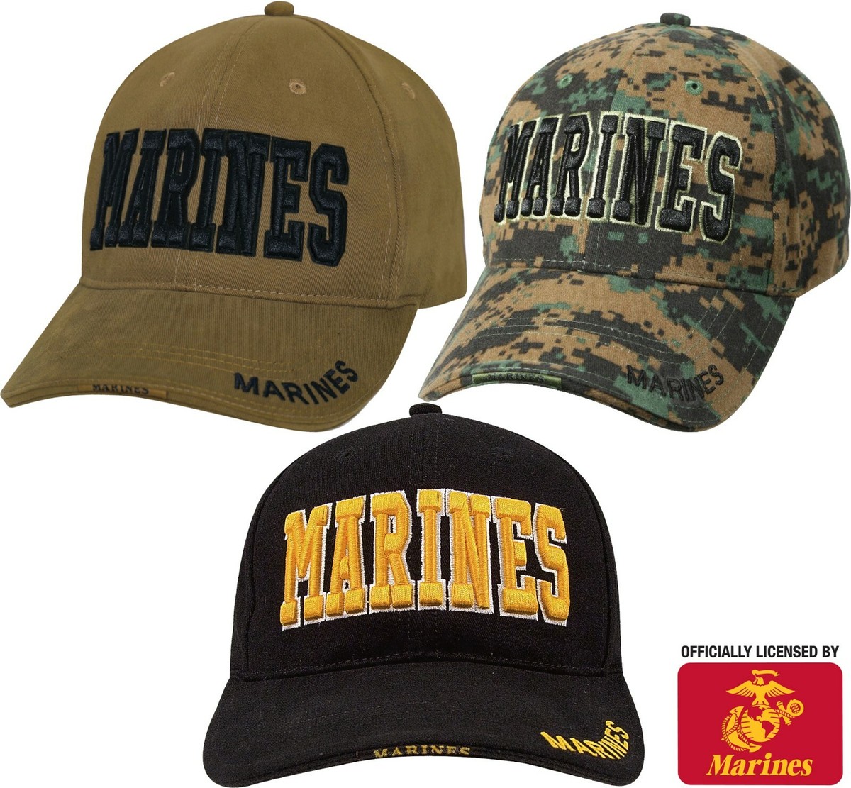 MARINES Baseball Hat Adjustable Low Profile USMC Deluxe 3D