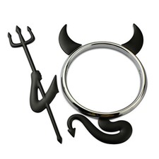 BLACK DEVIL KIT 3D Devil Car Emblem Decal Badge Sticker Kit Fits Around Car Logo