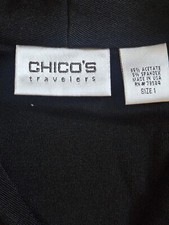 Chico's Travelers Open Cardigan Jacket Sz 1 or 8-10 Black LS Stretch Cruise