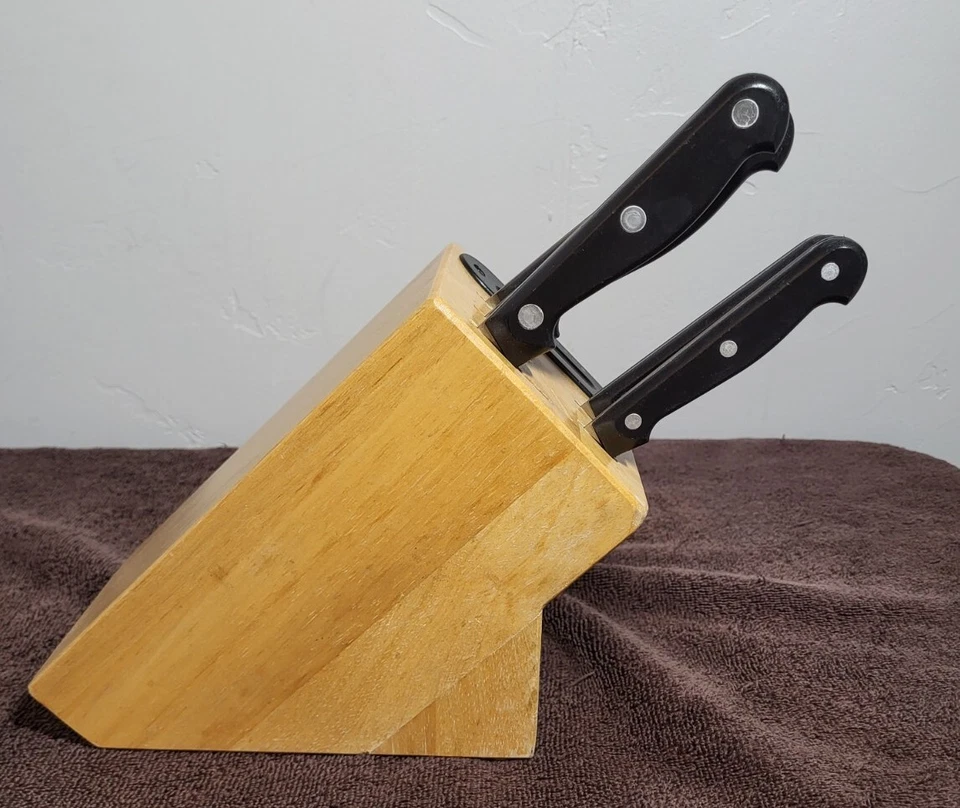 Juego de 5 cuchillos bloque de cuchillos Pampered Chef Sharp N' Store con afilador incorporado Foto 3 de 4