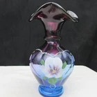 Fenton Mulberry Floral Hand Painted Vase Special Order LE 2005 W516