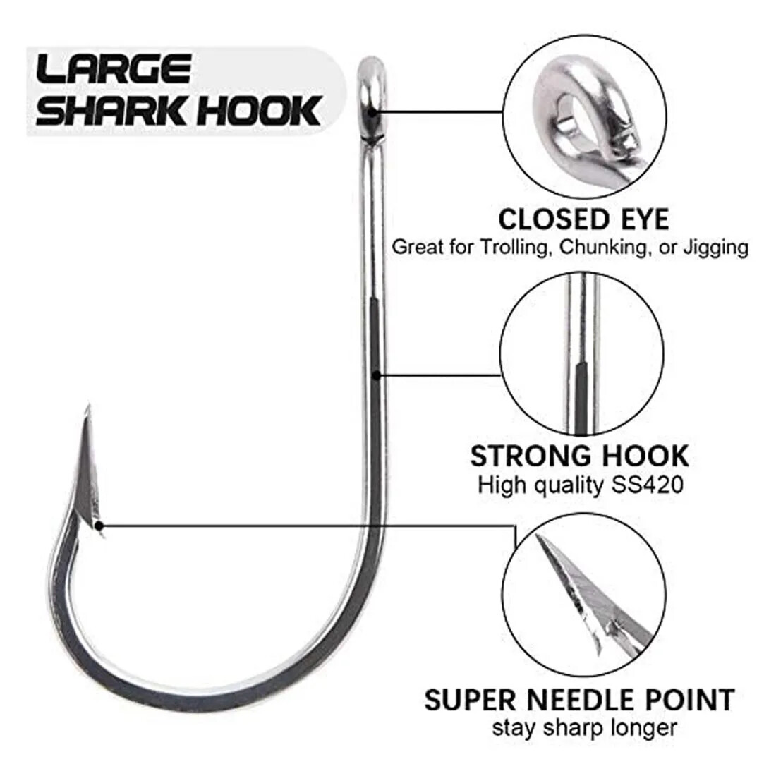 Super Large shark Fishing Hooks Big Game Fish Tuna Bait Extra Big Fishing Hooks