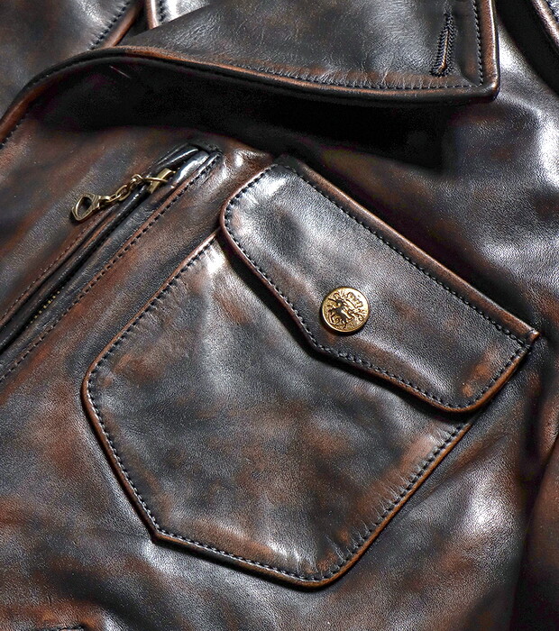 Mens Vintage Style Tea core Horsehide Distressed Leather