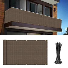 35in Tall Brown Balcony Fence Privacy Screen Windproof shade Cover Garden Pool