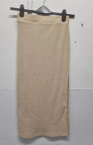 Miss Selfridge Beige Ribbed Pencil Midi Skirt UK 10 | REF CL15#