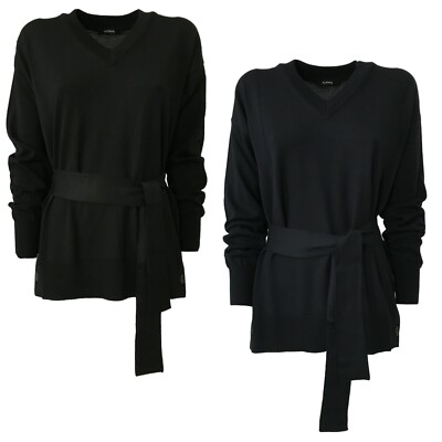 ALPHA STUDIO Art AD-2032A Women's V-Neck Belted Jersey 100% Merino Wool 