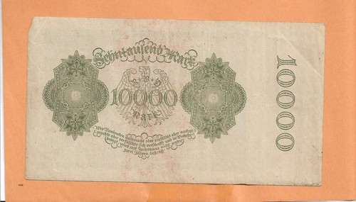 REICHSBANKNOTE GERMAN 10,000 MARK 1922 - Picture 2 of 2