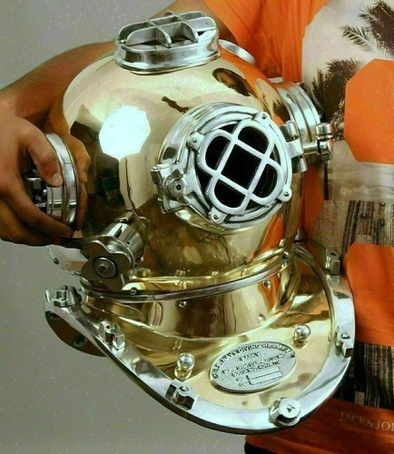 Casco subacqueo 18" acciaio e ferro finitura antica SCA U.S Navy Mark Maritime - Foto 2 di 4