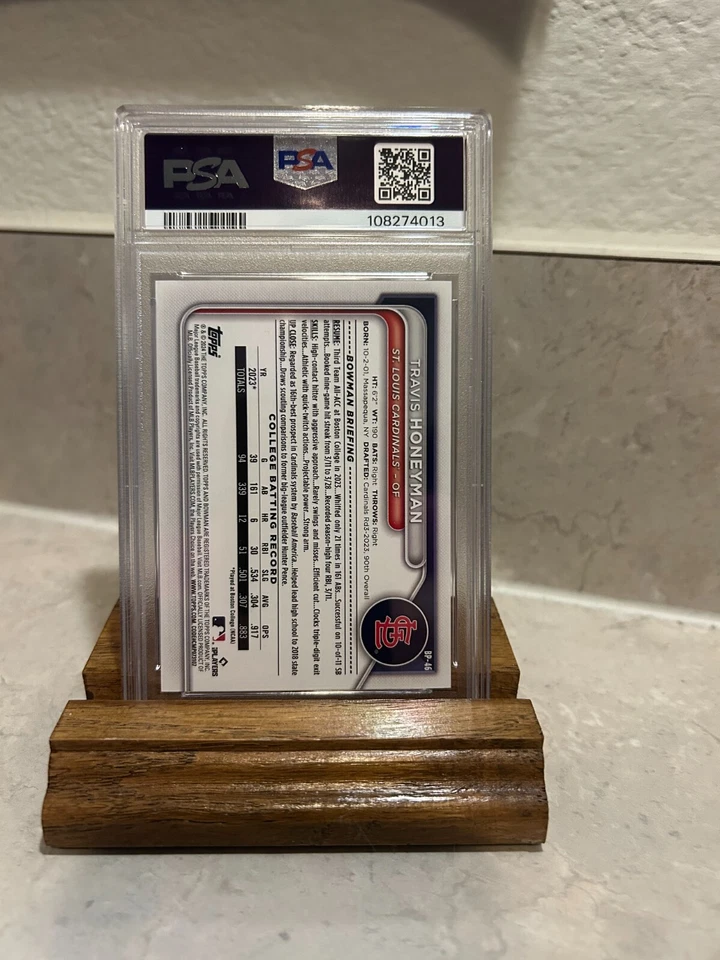 2024 BOWMAN PROSPECTS TRAVIS HONEYMAN GREEN SP /99 St. LOUIS CARDINALS PSA 9 - Image 2 of 2