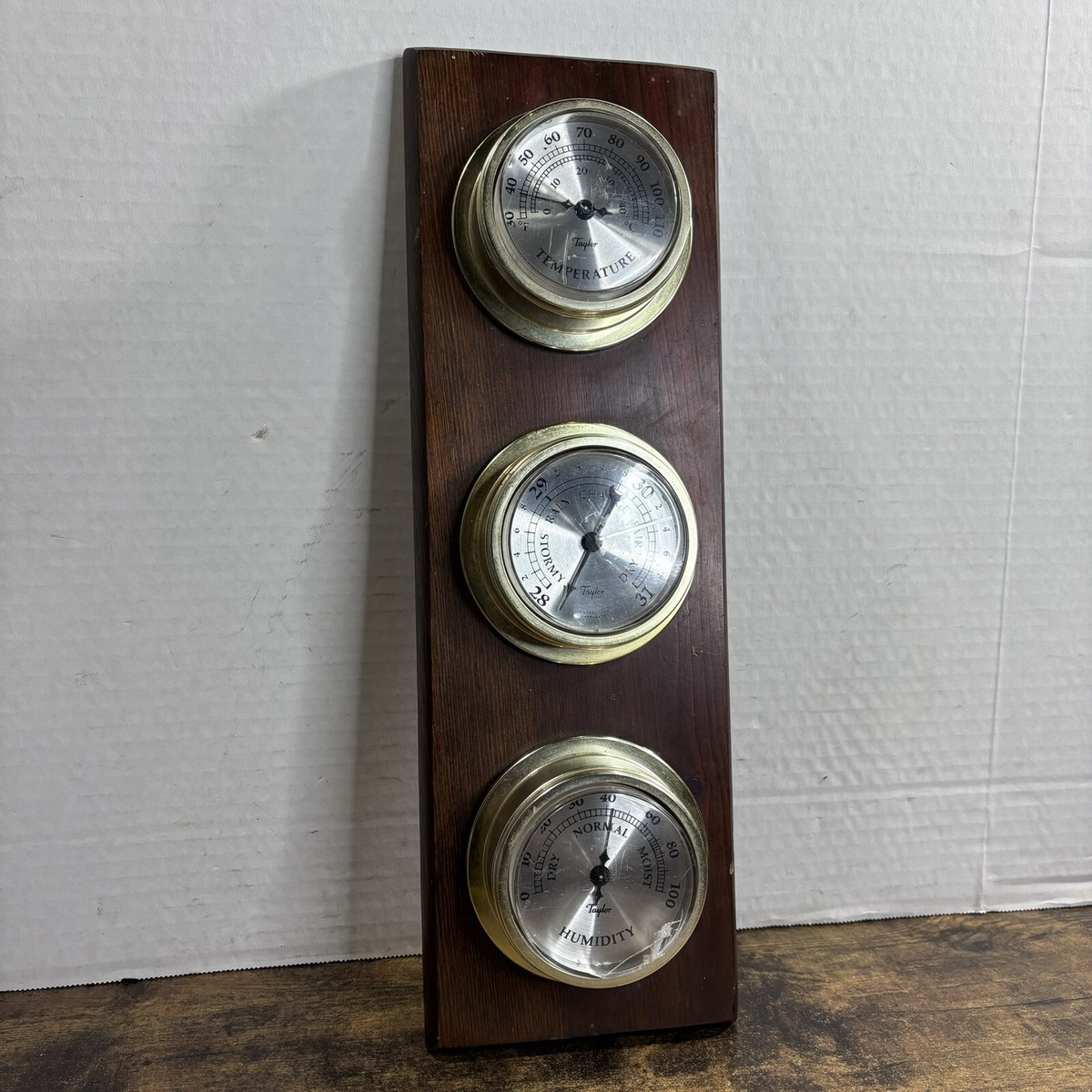 インテリア時計 JACOB  Weather Station 4 Set Rare Vintage Taylor Thermometer Hygrometer Weather Station Combo On