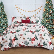 Christmas Quilt Set Queen Size Soft Lightweight Quilt Beddding Set Christmas Dee