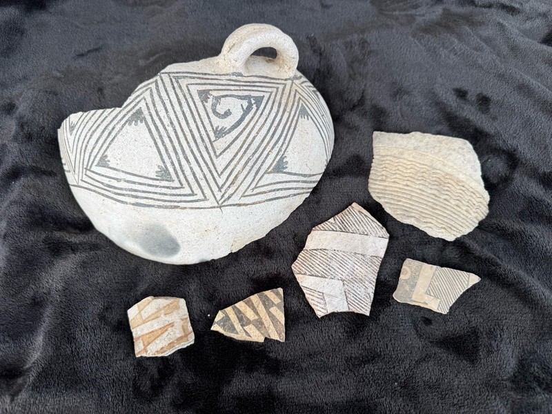 Anasazi Native American Pottery Shards 1100-1250 A.D. Black & White Tula Rosa