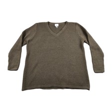 Bobbie Brooks Vintage Ribbed V-Neck Sweater Womens Large Brown USA Made Acrylic