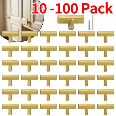 Stainless Steel Brushed Gold Square Cabinet Handle Single Hole Drawer Pulls