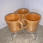 3 Fire King Ware Authentic Oven Peach Lustre Coffee Cup Mug D Handle #33 Vintage