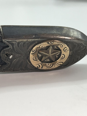 NOCONA 34” Concho Belt Silver 14K Gold Fill on Hand Tooled 